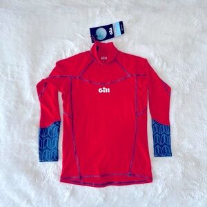 NWT Gill Marine Pro Rash Vest, Long Sleeve Red and Blue Rashguard Swim Top